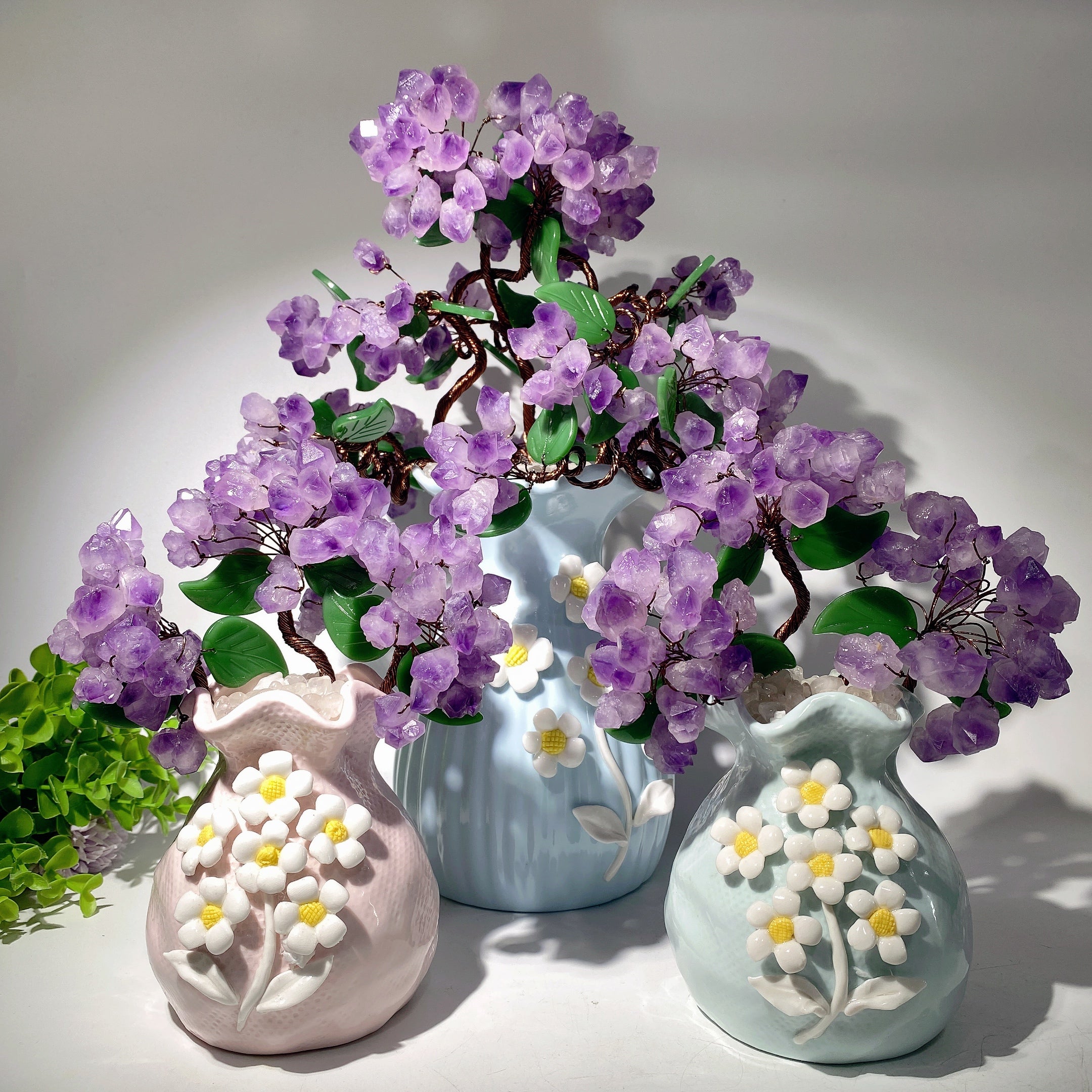 Amethyst Flower Ceramic Vase 20cm & 38cm for Spiritual Decor