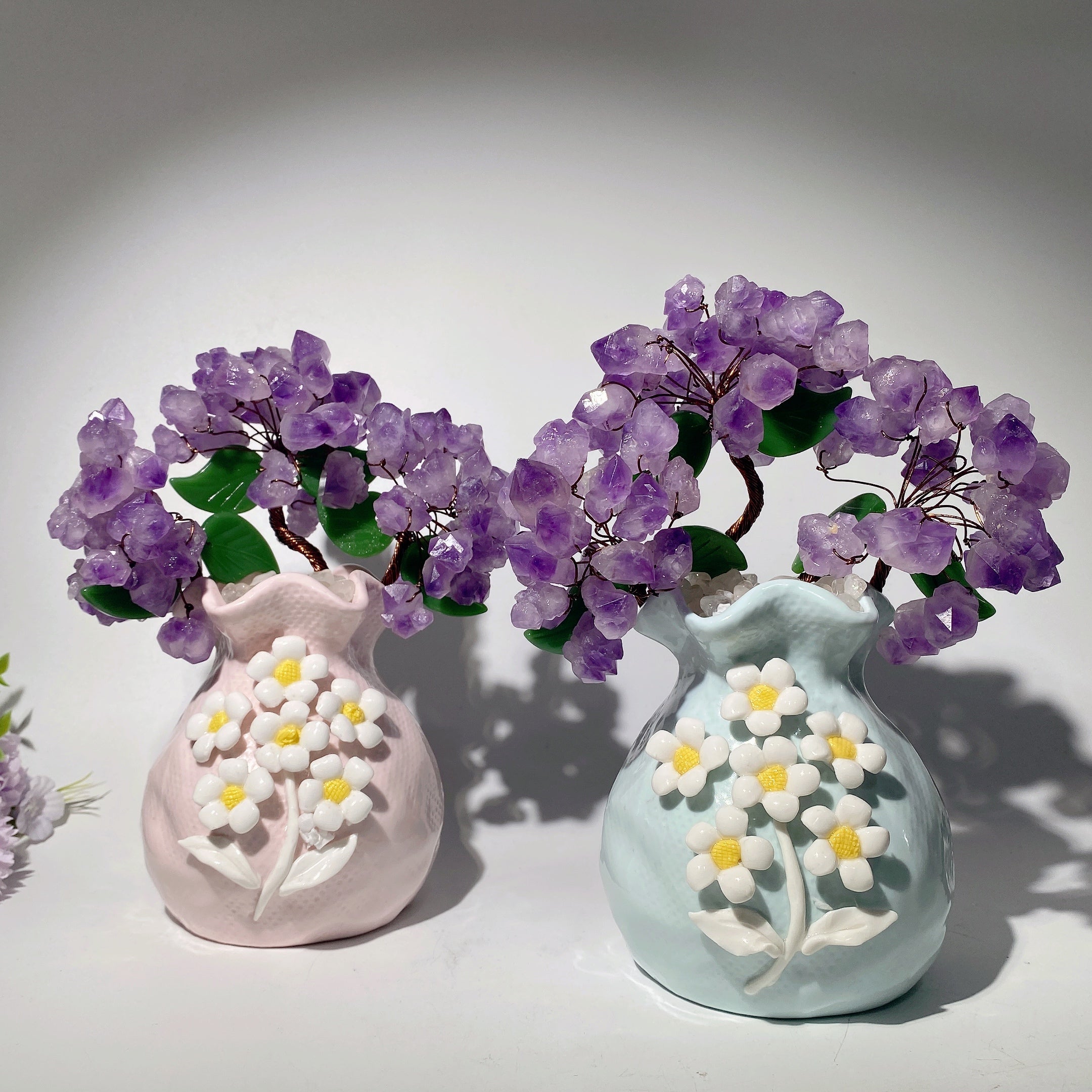 Amethyst Flower Ceramic Vase 20cm & 38cm for Spiritual Decor