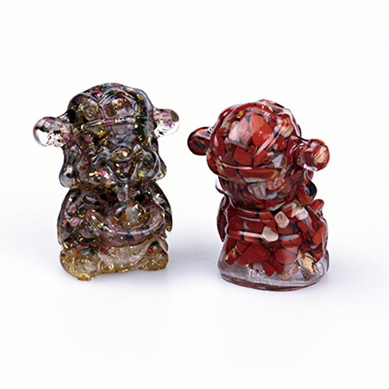 Amethyst God of Wealth Crystal Resin Feng Shui Decor 5.6cm