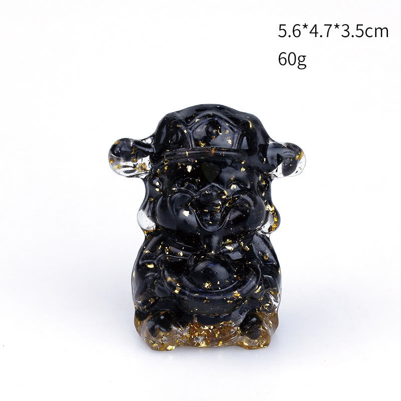 Amethyst God of Wealth Crystal Resin Feng Shui Decor 5.6cm