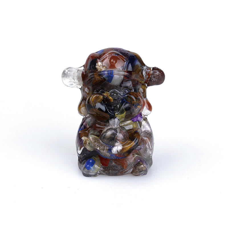 Amethyst God of Wealth Crystal Resin Feng Shui Decor 5.6cm