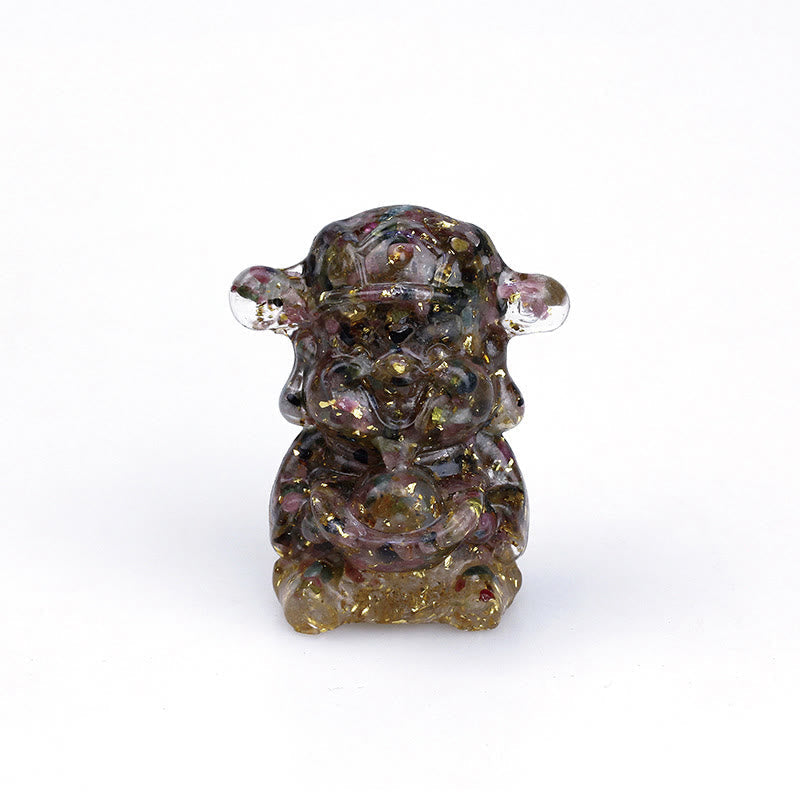 Amethyst God of Wealth Crystal Resin Feng Shui Decor 5.6cm