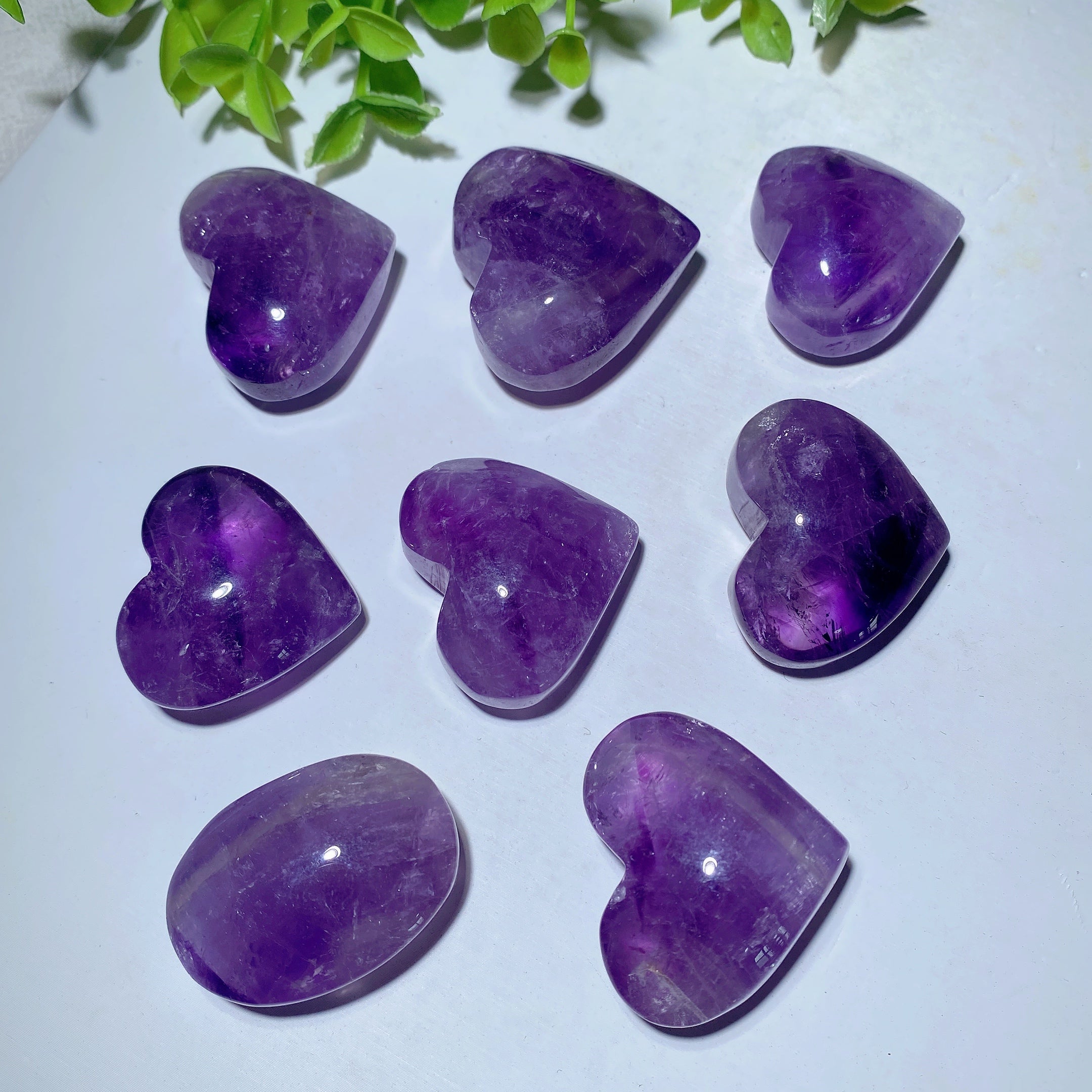 Amethyst Heart Crystal Carvings 1.2-1.5 inch Healing Stones