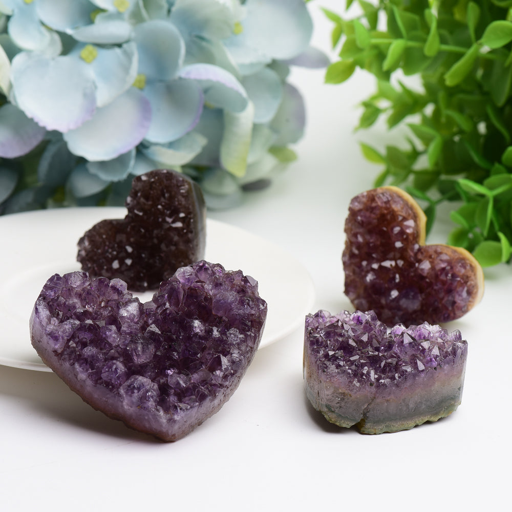 Amethyst Heart Crystal Cluster 1.2-2.5 inch Carved Stone