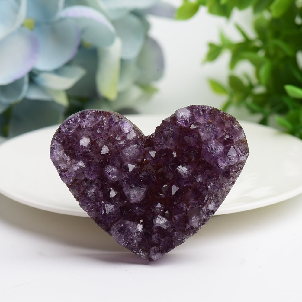 Amethyst Heart Crystal Cluster 1.2-2.5 inch Carved Stone