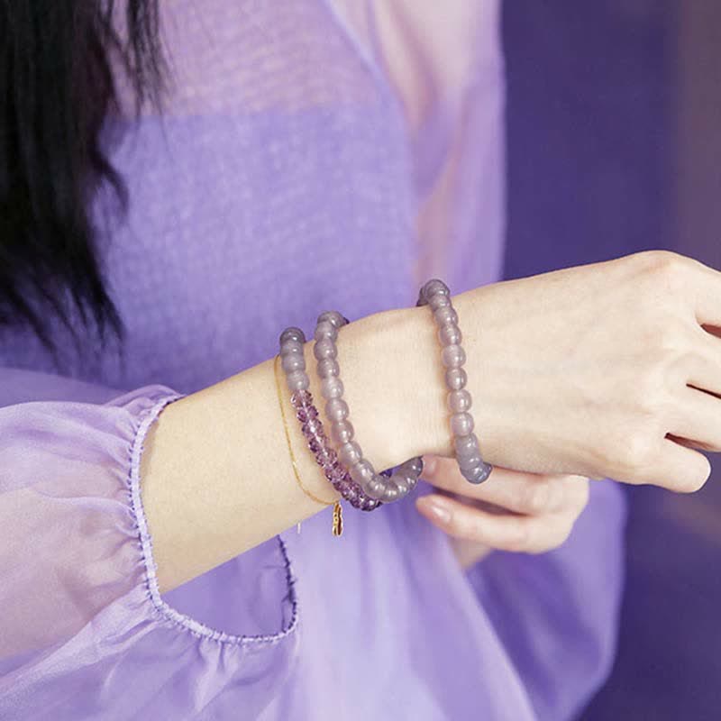 Amethyst Meditation Bracelet Natural Crystal Healing 15.5cm