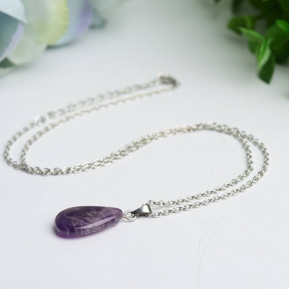 Amethyst Necklace with Silver Chain for Healing Energy