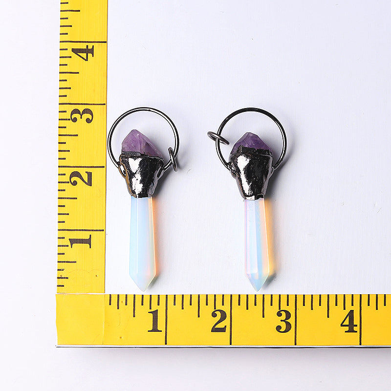 Amethyst Pendant with Opalite Drop 2.5 Inch for Healing