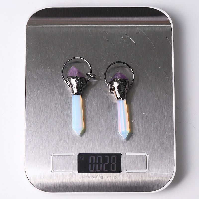 Amethyst Pendant with Opalite Drop 2.5 Inch for Healing