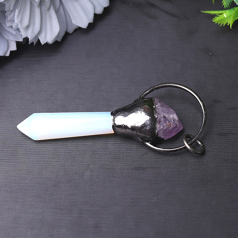 Amethyst Pendant with Opalite Drop 2.5 Inch for Healing