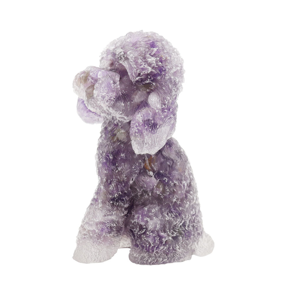 Amethyst Resin Toy Poodle Figurine 2-Inch Crystal Dog