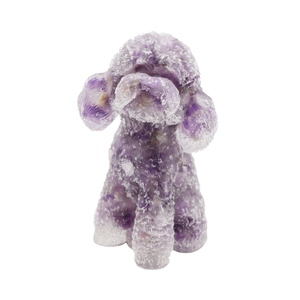 Amethyst Resin Toy Poodle Figurine 2-Inch Crystal Dog