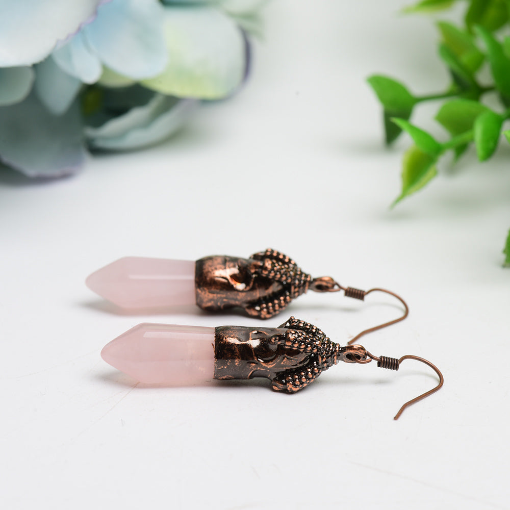 Amethyst and Rose Quartz Crystal Healing Earrings