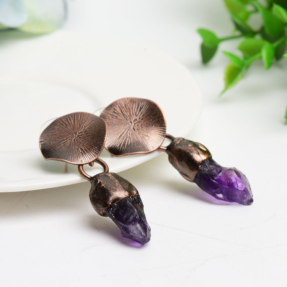 Amethyst and Rose Quartz Crystal Healing Earrings