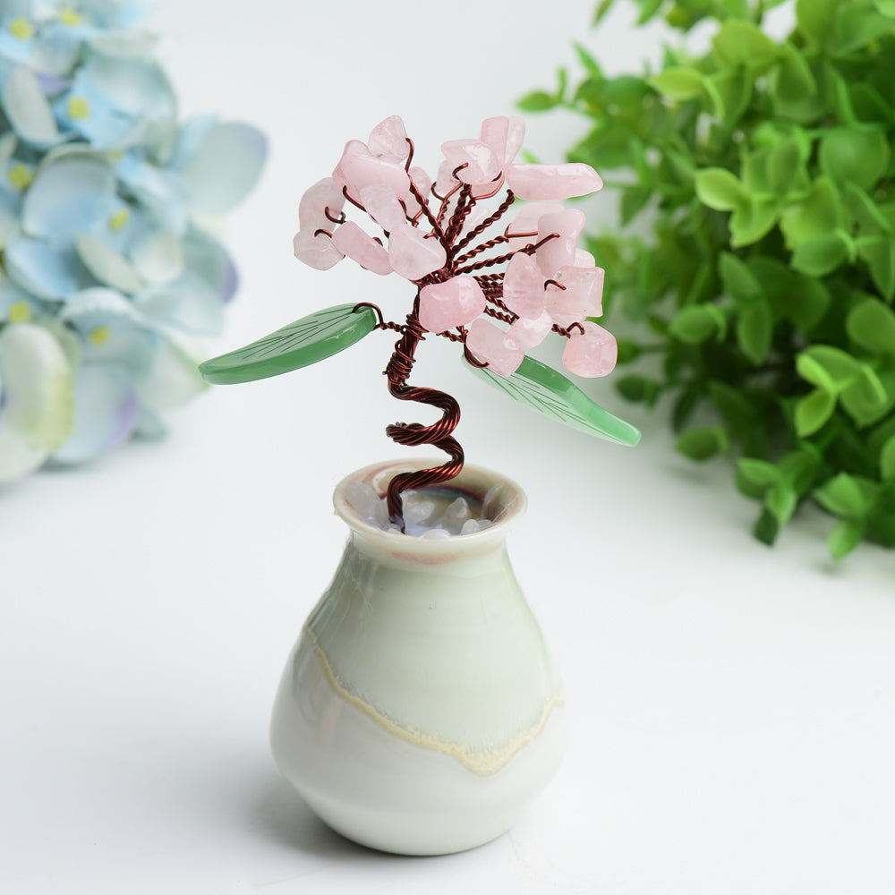 Amethyst & Rose Quartz Flower Vase Crystal Healing Specimens 6in