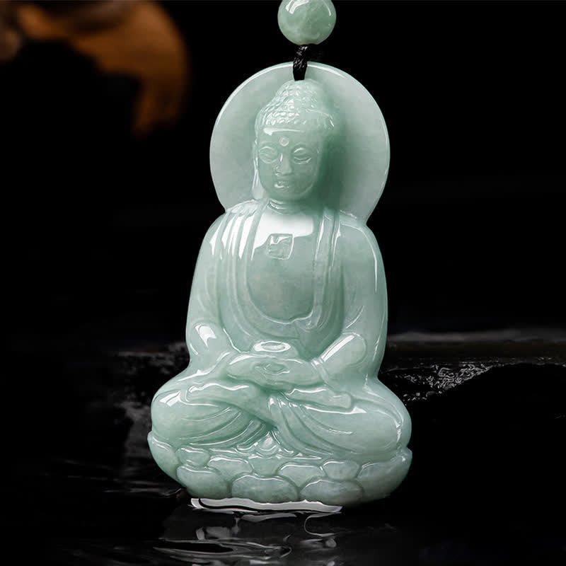 Amitabha Buddha Jade Amulet Necklace Compassion Symbol