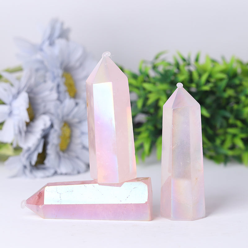 Angel Aura Rose Quartz Crystal Tower 2.4-4.5 Inches