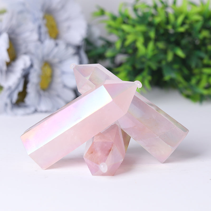 Angel Aura Rose Quartz Crystal Tower 2.4-4.5 Inches