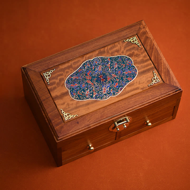 Antique Red Sandalwood Rosewood Handmade Jewelry Storage Box