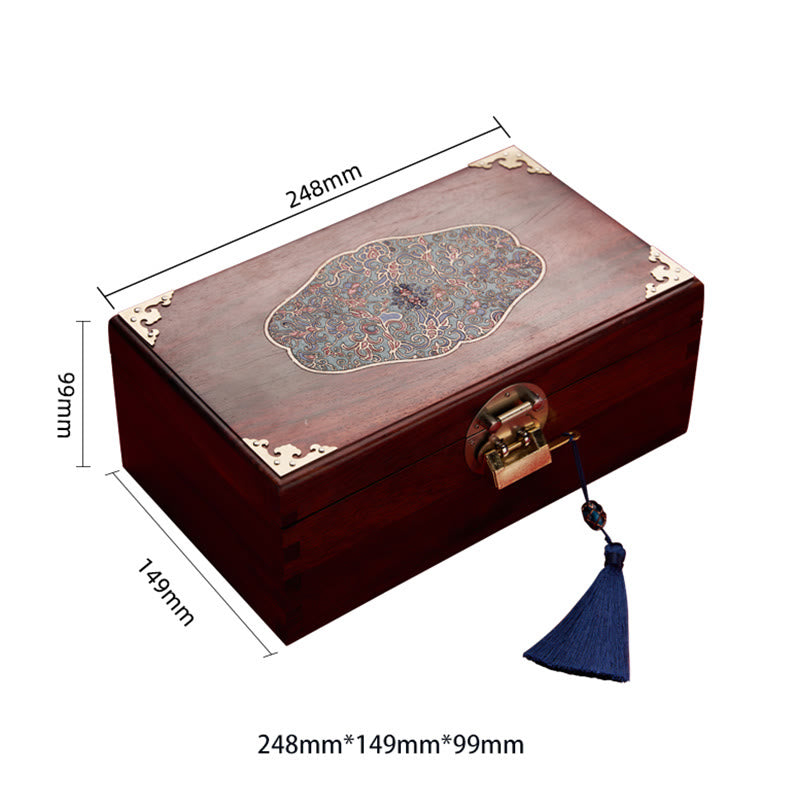 Antique Red Sandalwood Rosewood Handmade Jewelry Storage Box