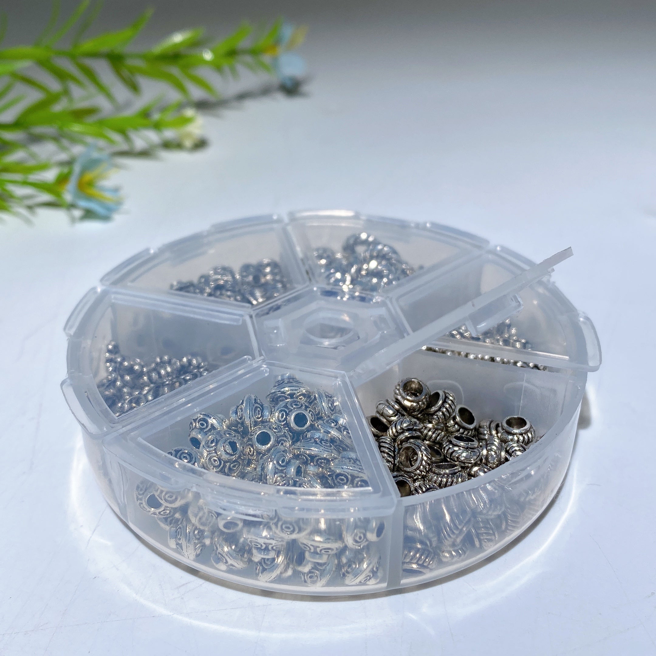 Antique Silver Spacer Beads Box for Spiritual Jewelry DIY