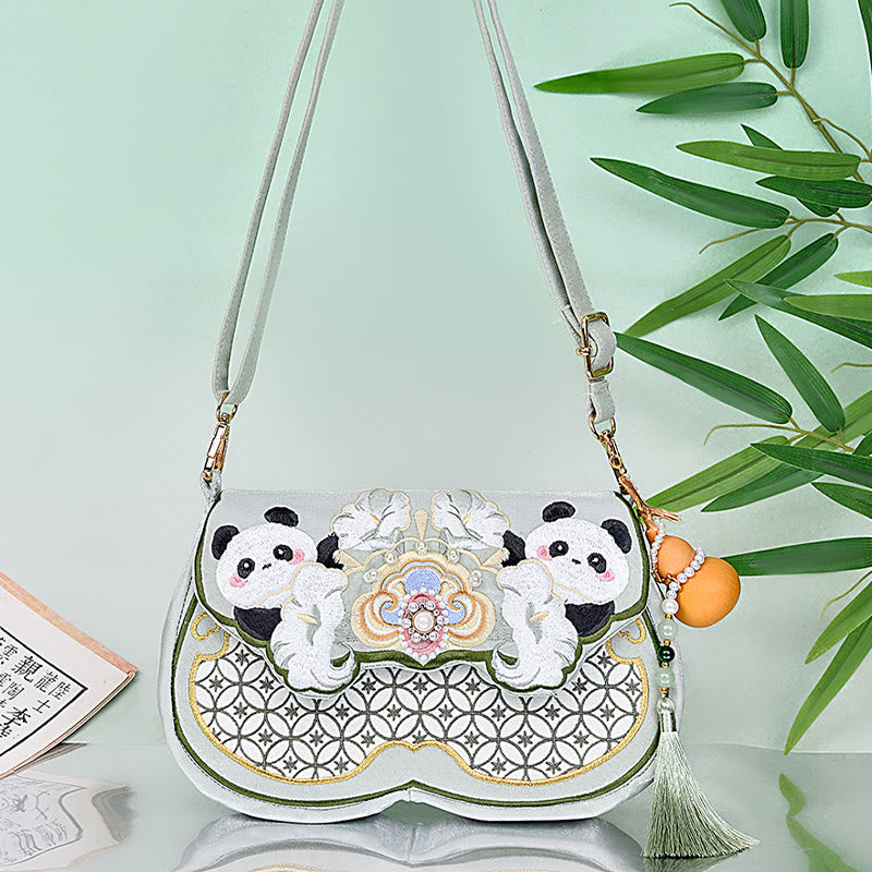 Aquamarine Panda Gourd Pendant Yoga Bag with Adjustable Strap