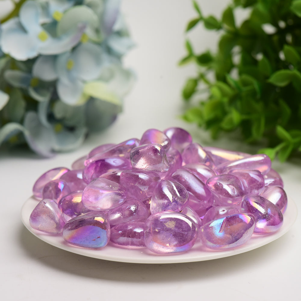 Aura Amethyst Tumbled Stones 15-30mm Healing Crystals