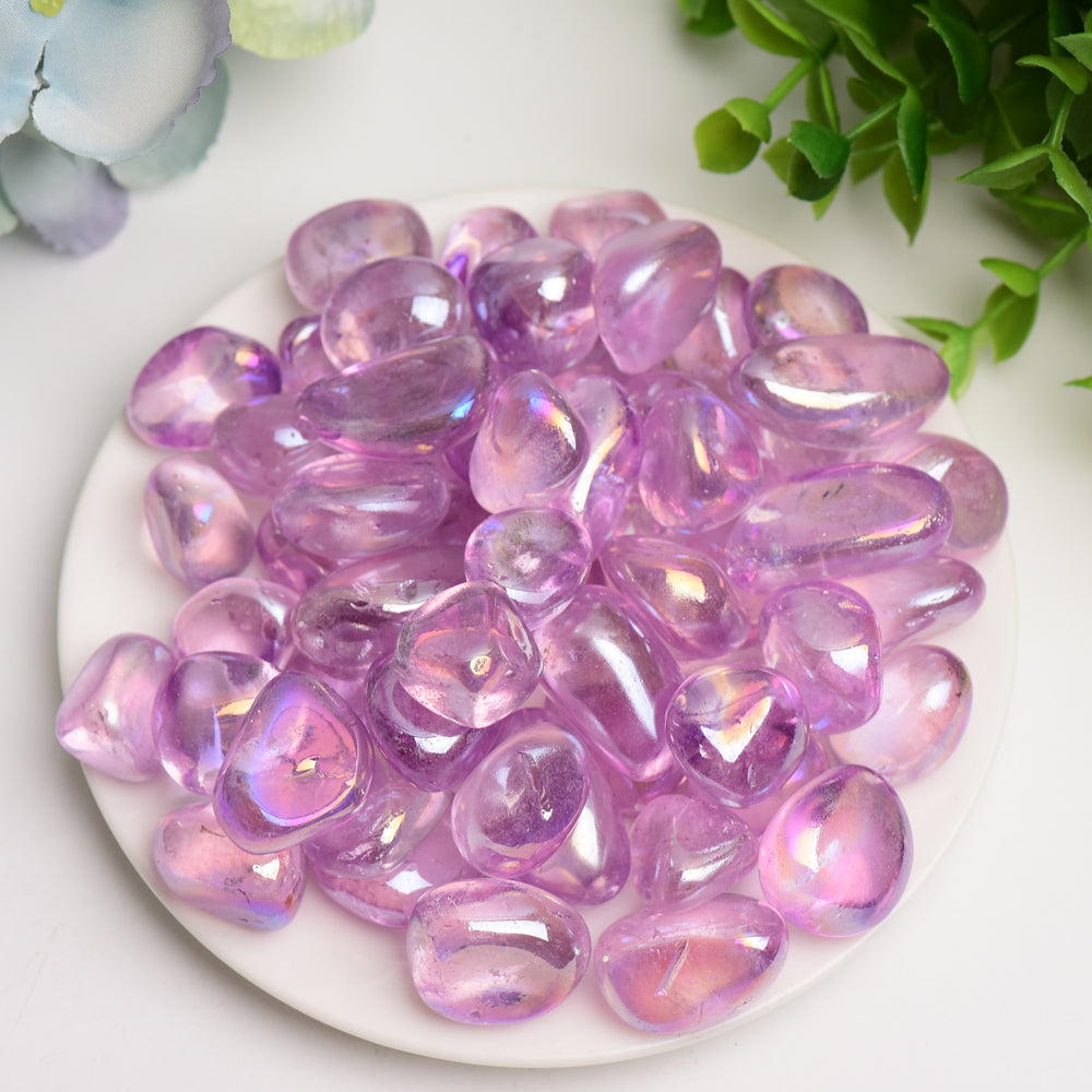 Aura Amethyst Tumbled Stones 15-30mm Healing Crystals