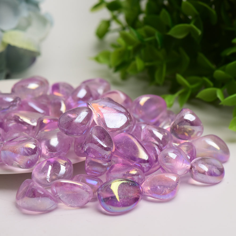Aura Amethyst Tumbled Stones 15-30mm Healing Crystals