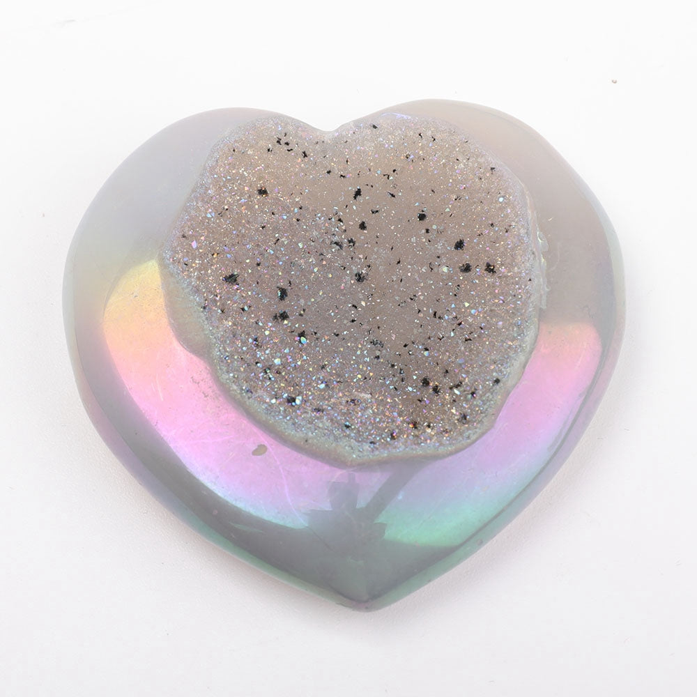 Aura Angel Crystal Druzy Agate Heart Set of 3 Stones