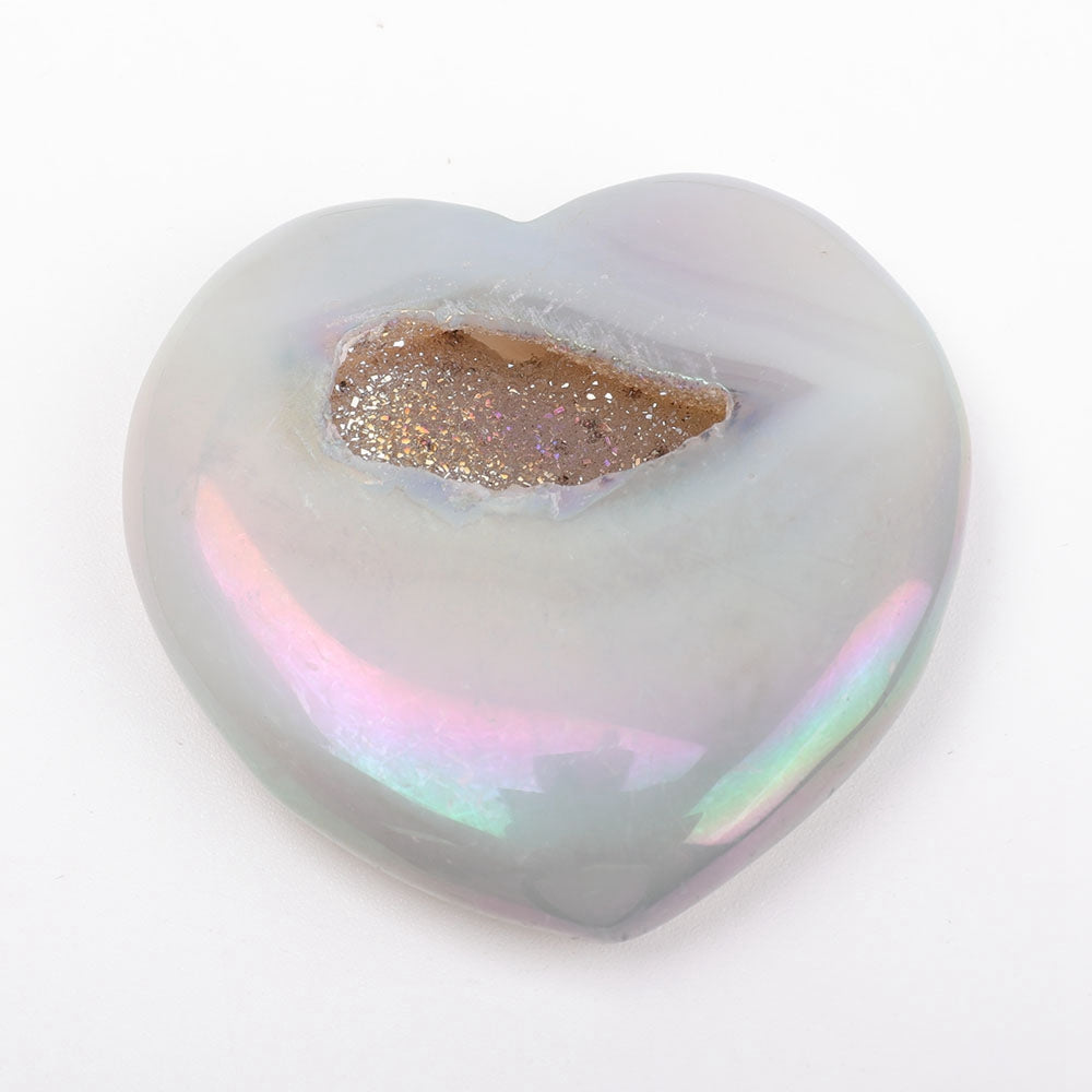 Aura Angel Crystal Druzy Agate Heart Set of 3 Stones