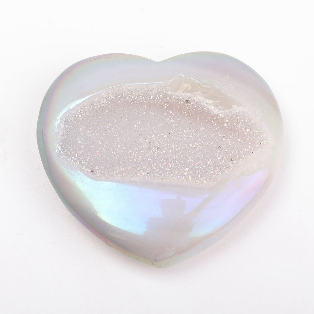 Aura Angel Crystal Druzy Agate Heart Set of 3 Stones