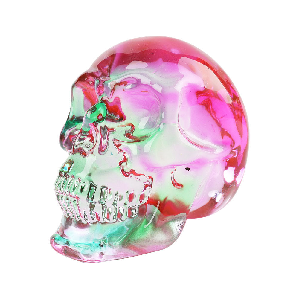 Aura Angel Crystal Glass Rainbow Skull Carving 2.9"