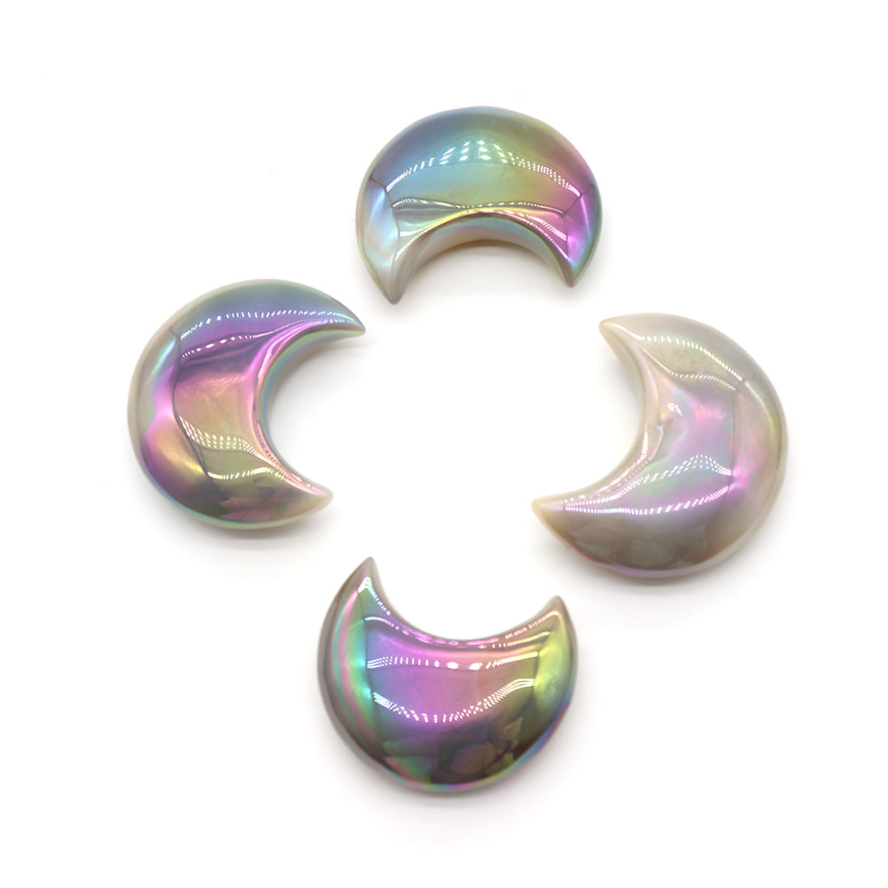 Aura Angel Druzy Agate Moon Crystal 2.2 Inch Healing Stones