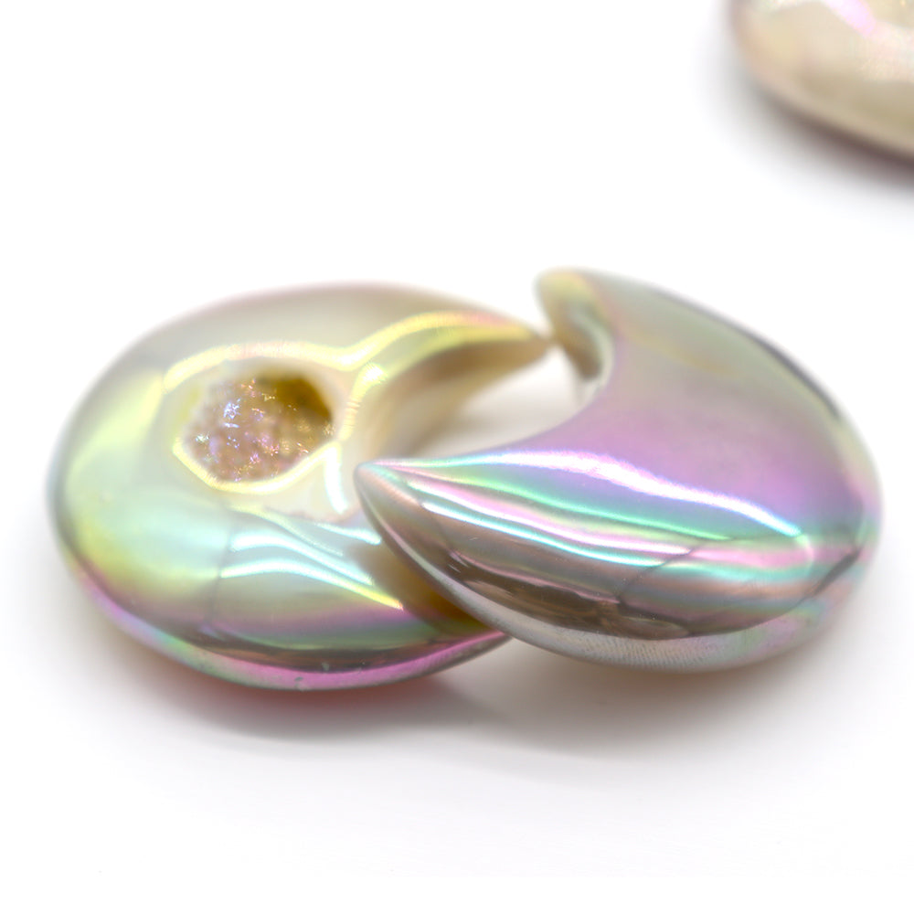 Aura Angel Druzy Agate Moon Crystal 2.2 Inch Healing Stones