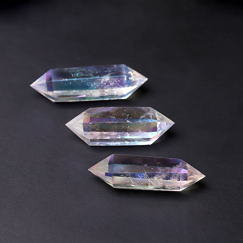 Aura Clear Quartz Double Terminated Crystal Point 3-Inch
