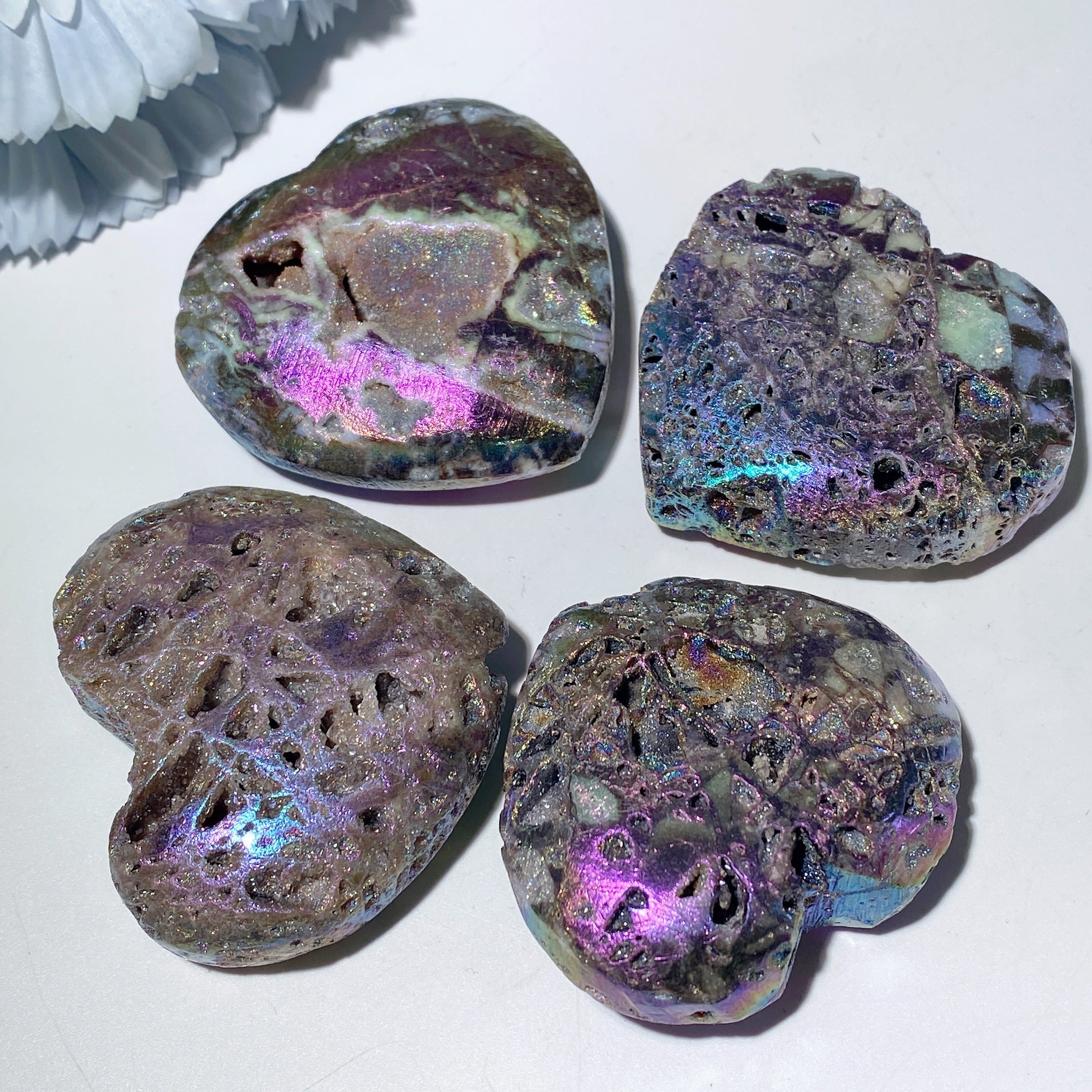 Aura Druzy Zinc Heart Crystal 1.5-2.5 Inch Healing Stone