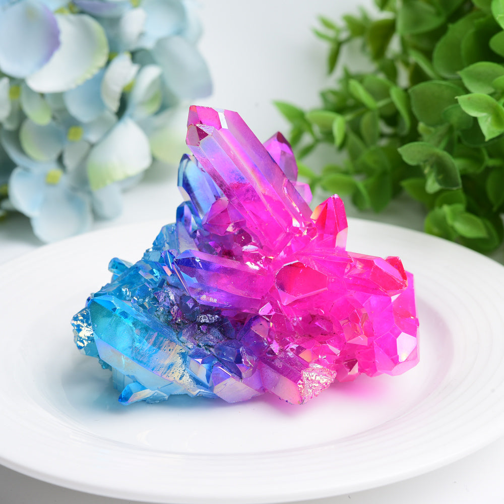Aura Pink Blue Crystal Cluster 0.5-1kg Healing Display