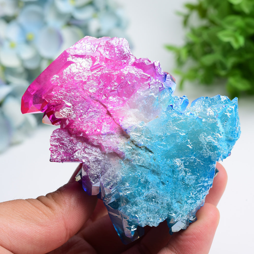Aura Pink Blue Crystal Cluster 0.5-1kg Healing Display