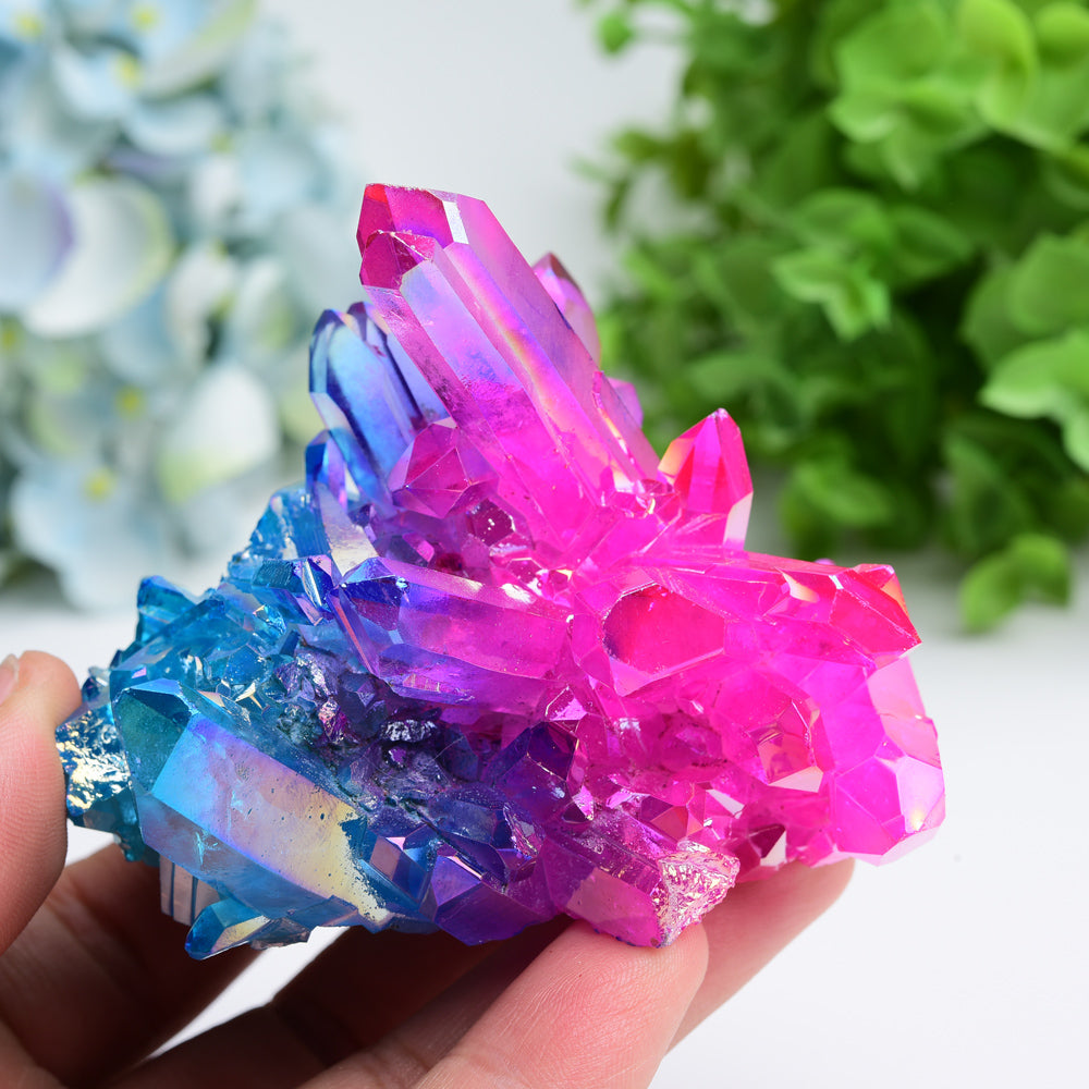 Aura Pink Blue Crystal Cluster 0.5-1kg Healing Display