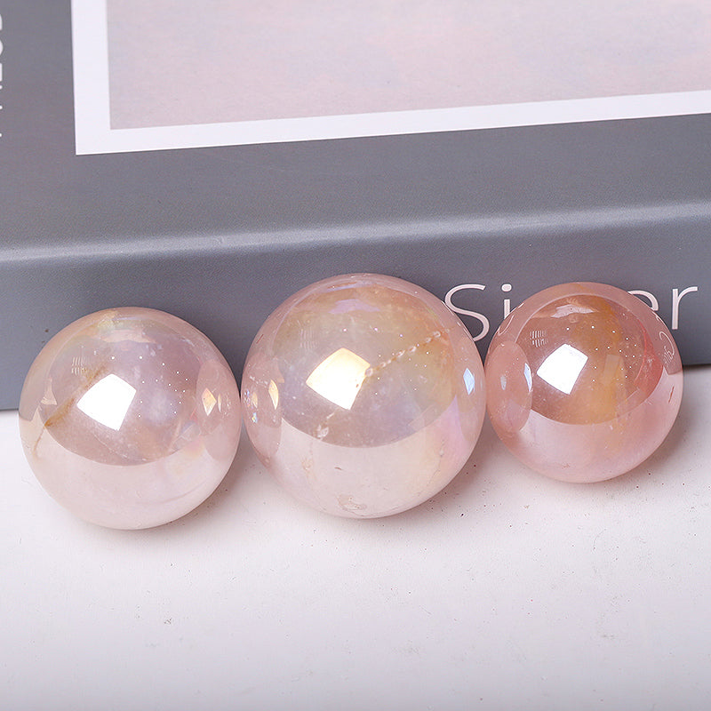 Aura Rose Quartz Crystal Sphere 20-35mm for Healing