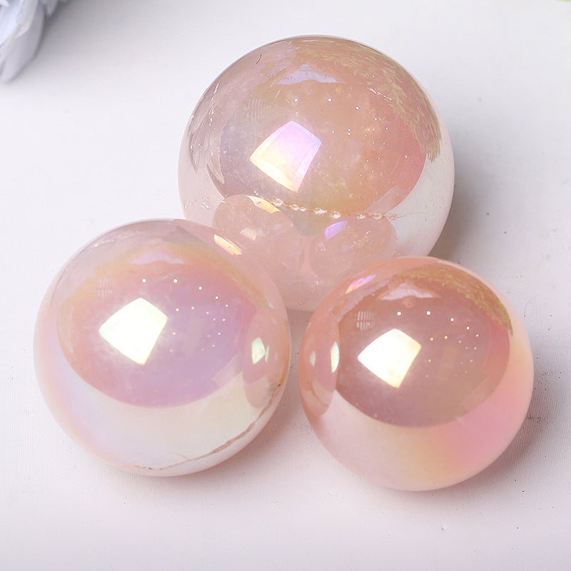 Aura Rose Quartz Crystal Sphere 20-35mm for Healing