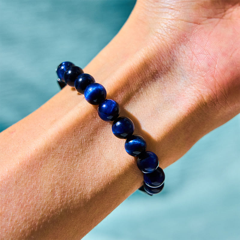 Authentic Blue Tiger Eye & Black Tourmaline Strength Bracelet