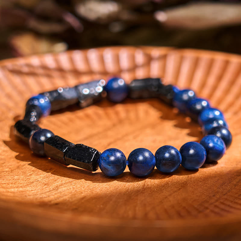 Authentic Blue Tiger Eye & Black Tourmaline Strength Bracelet