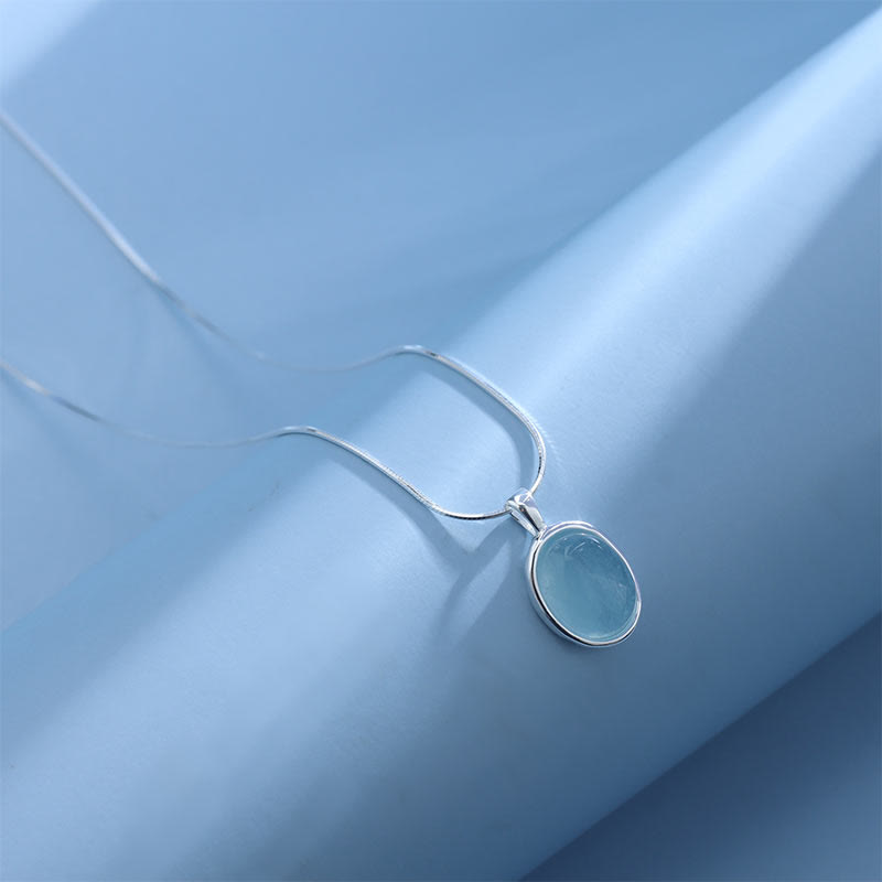Authentic Sterling Silver Aquamarine Necklace for Peace