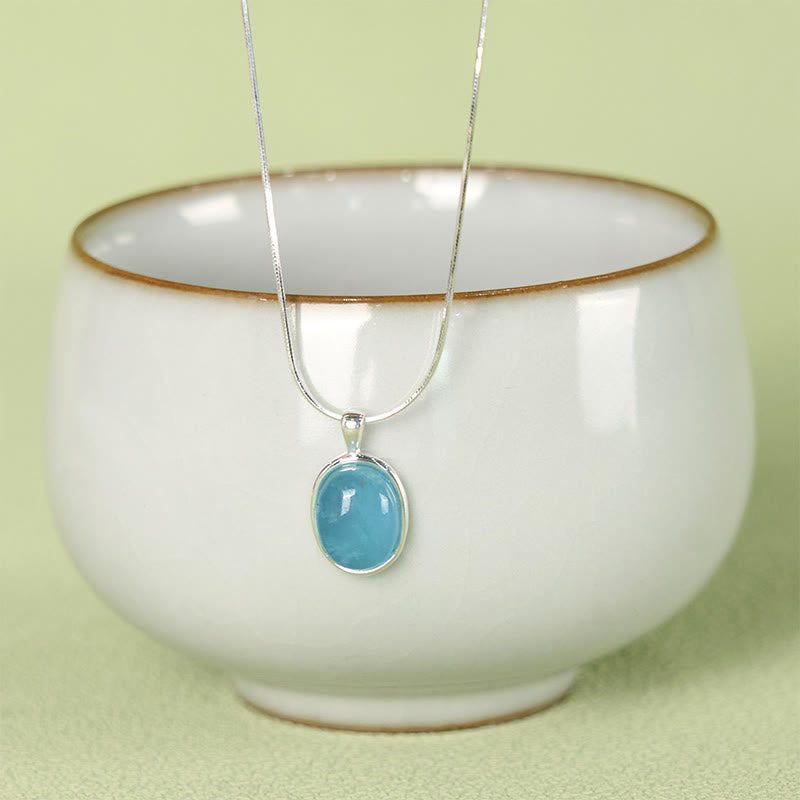 Authentic Sterling Silver Aquamarine Necklace for Peace