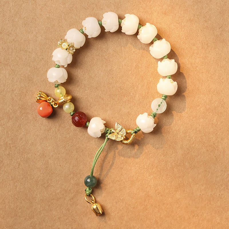 Bodhi Seed Lotus Bracelet for Peace & Enlightenment - 14-15cm