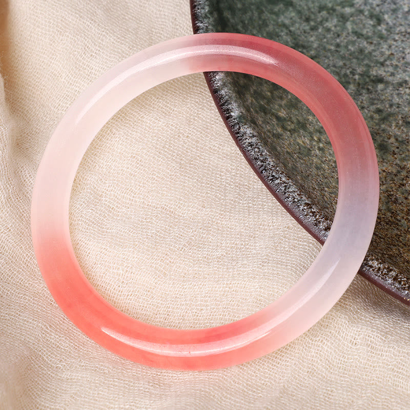 8mm Pink Golden Silk Jade Wealth Bracelet Bangle