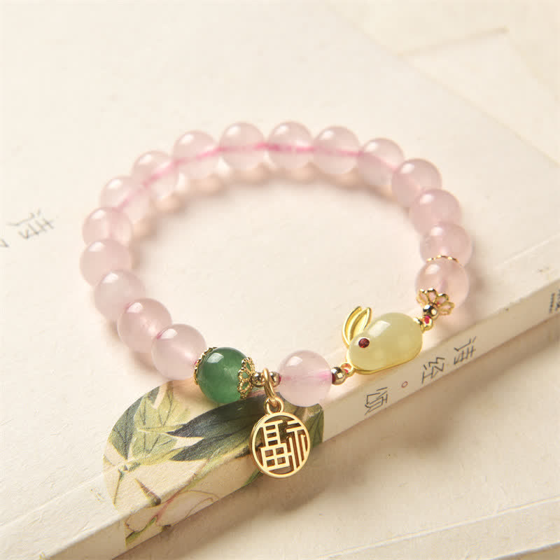 Pink Crystal Year of the Rabbit Love Bracelet