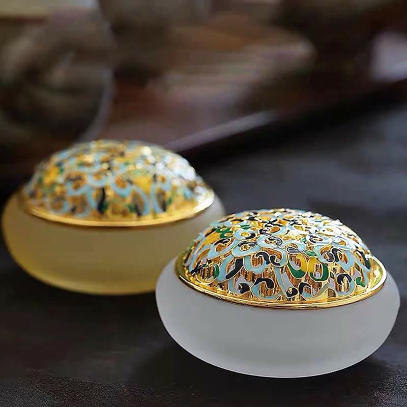 Liuli Crystal Lotus Incense Burner for Meditation and Healing